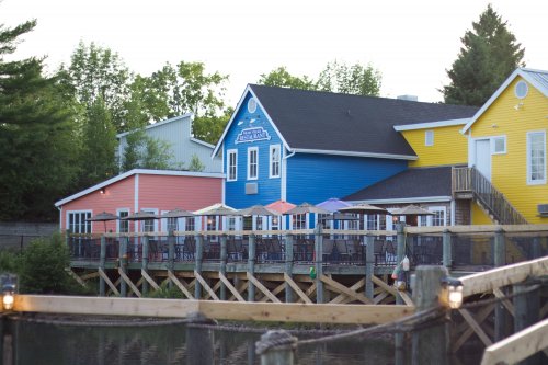 Colourful waterfront stores in Moncton, NB