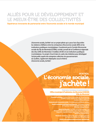L’économie sociale, j’achète ! : Expérience innovante de partenariat entre l’économie sociale et le monde municipal
