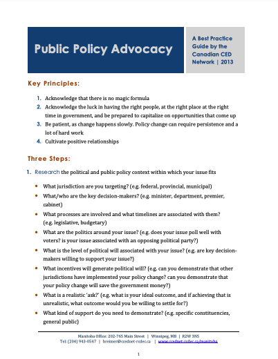 Public Policy Advocacy: A Best Practice Guide