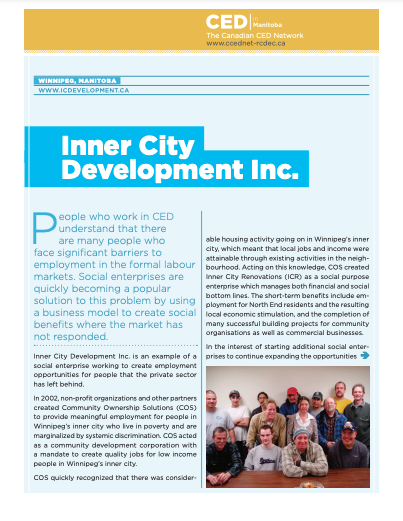 CED Profile: Inner City Development Inc.