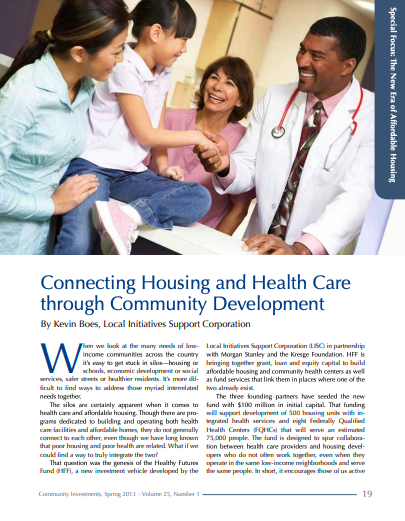 Connecting Housing and Health Care through Community Development