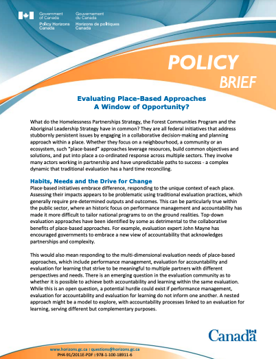 Evaluating Place-Based Approaches: A Window of Opportunity (Policy Brief)
