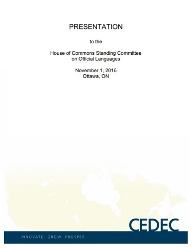 CEDEC Recommendations for Community Economic Development and Official Languages