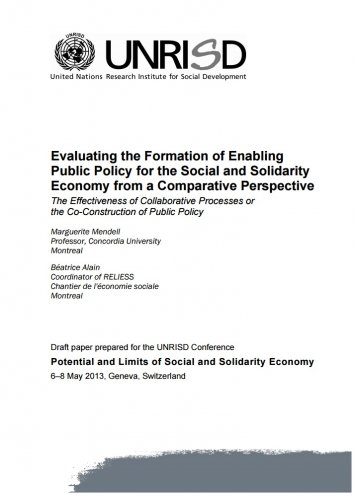 Evaluating the Formation of Enabling Public Policy for the Social and Solidarity Economy from a Comparative Perspective