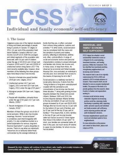 Positive Social Ties: Individual and family economic self-sufficiency