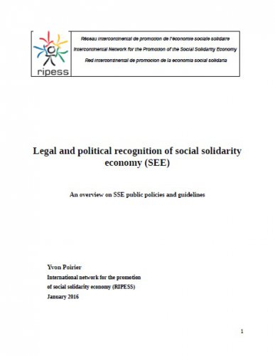 Legal and Political Recognition of the Social Solidarity Economy: An overview on SSE public policies and guidelines