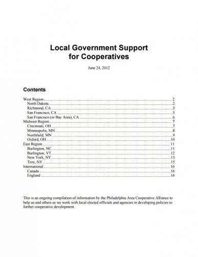 Local Government Support for Cooperatives