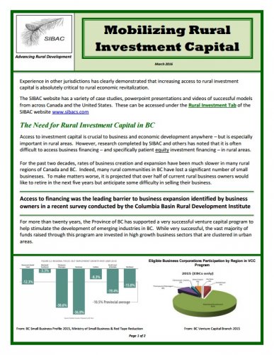 SIBAC Rural Investment Capital Handout
