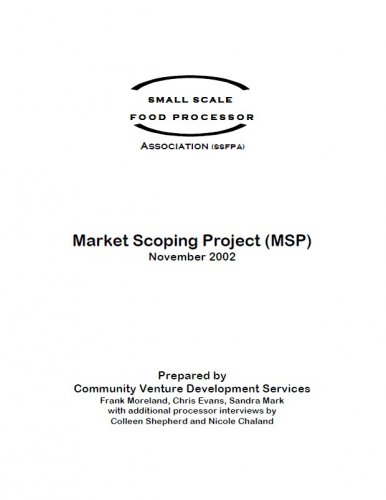 Small Scale Food Processor Association Market Scoping Project