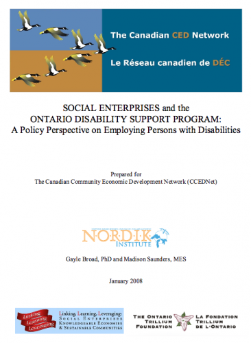 Social Entreprises and the Ontario Disability Support Program: A Policy Perspective on Employing Persons with Disabilities