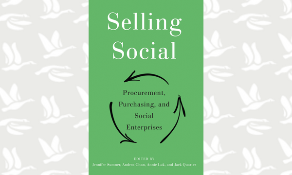 Cover of Selling Social Book. Includes three arrows pointing to each other with text inside that says "Purchasing, Procurement and Social Enterprises"