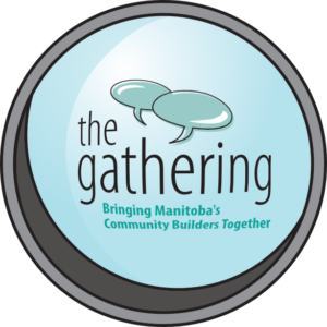 The gathering logo in a lens