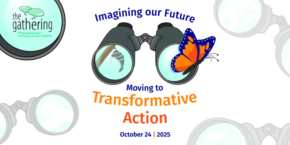 Imagining our Future: Moving to Transformative Action logo (includes a pair of binoculars with a butterfly in the foreground)