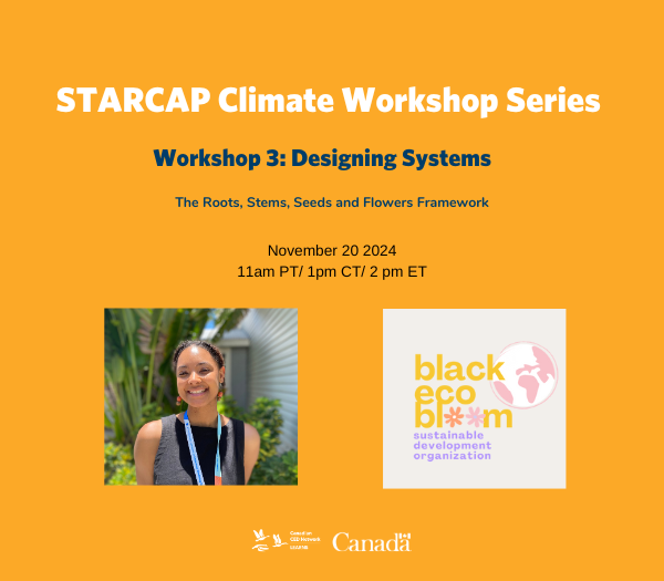 STARCAP Climate Workshop Series - Workshop 3. Designing Systems: The Roots, Stems, Seeds and Flowers Framework. November 20 2024 at 11am PT/ 1pm CT/ 2 pm ET