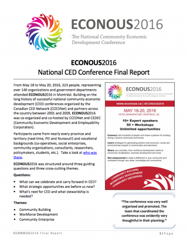 Screenshot of the first page of the EconoUs2016 report